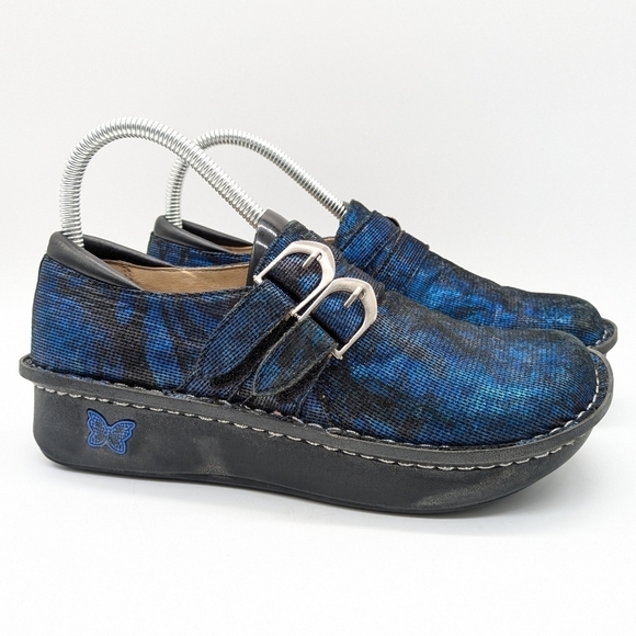 Alegria Shoes - Alegria Alli blue black twist leather slip on hook & loop closure clog 37 6.5/7